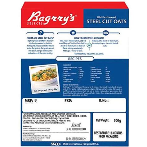 Bagrry's Steel Cut Oats | High in Dietary Fibre & Protein |Helps in ...