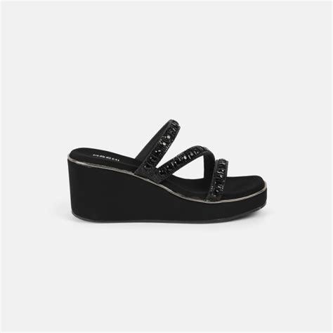 Buy Mochi Women Black Party Slip Ons Online | SKU: 35-2370-11-36 ...