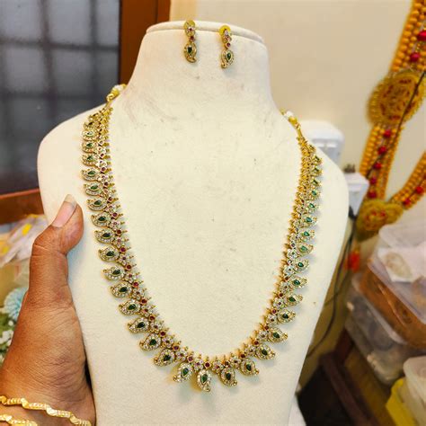 AD stones gold replica mango haram – Kankanam - South India Jewellery