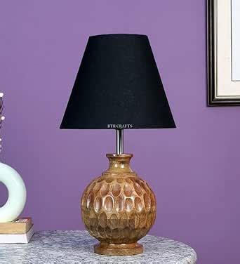 Buy BTR CRAFTS Spotted Wooden Matki Table Lamp, Side Table lamp for ...