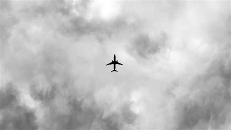 Wallpaper plane, bottom view, bw, clouds hd, picture, image