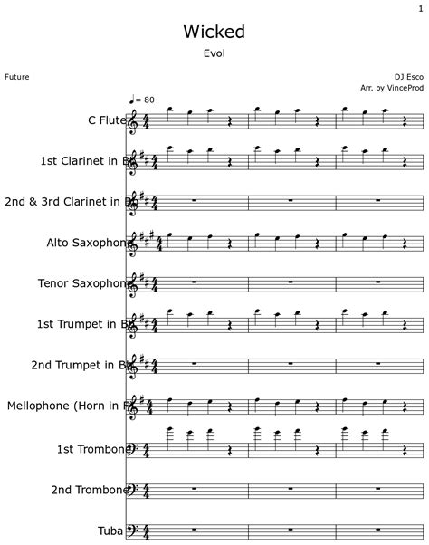 Wicked - Sheet music for Flute, Clarinet, Alto Saxophone, Tenor ...