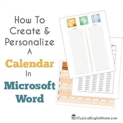 Creating a Calendar Word 的图像结果