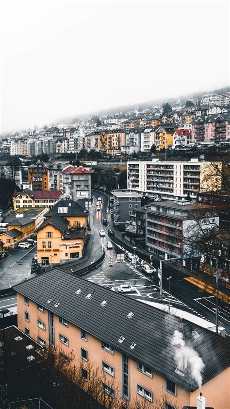 Download wallpaper 1350x2400 houses, aerial view, city, street ...