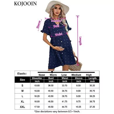 Maternity Swiss Dot Dress Summer V Neck Short Sleeve Button Down Mini ...