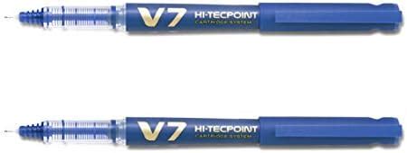 Pilot V7 Hi-tecpoint Roller ball pen with Cartridge System - 2 Blue ...