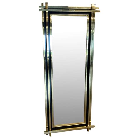 Large And Tall Italian Made Mid-Century Brass Floor Mirror For Sale at ...