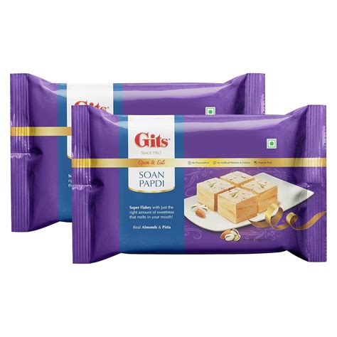 Gits Open & Eat Soanpapdi Ready to Eat Indian Dessert, 800g (Pack of 2 ...