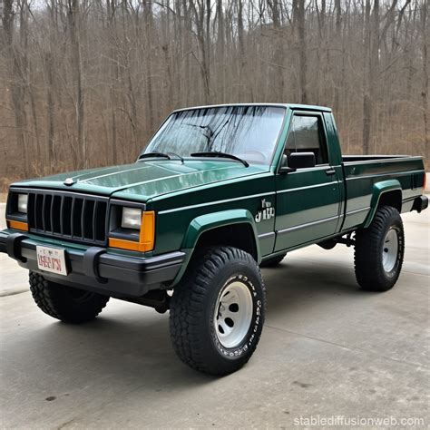 Jeep Comanche Pickup Truck in Forest Green Paint | Stable Diffusion Online