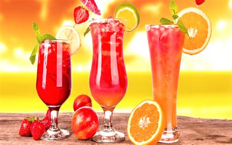 Three delicious fruit cocktails - summer drink