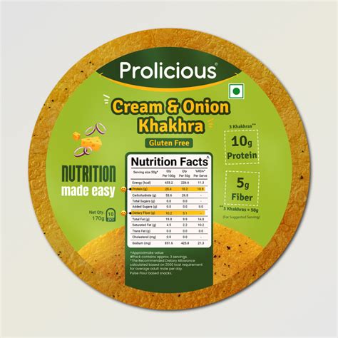 Gluten Free Cream & Onion Khakhra- High Protein | High Fiber- Prolicious