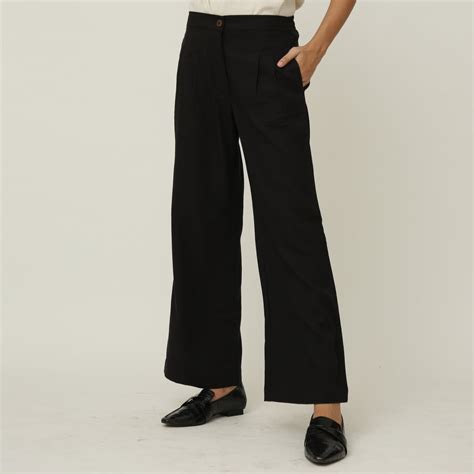 Saltpetre Women Wide Leg Pants In Natural Black For Formal Wear ...