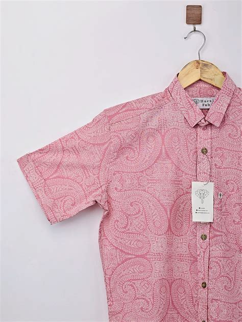 pink self pattern half sleeves shirt