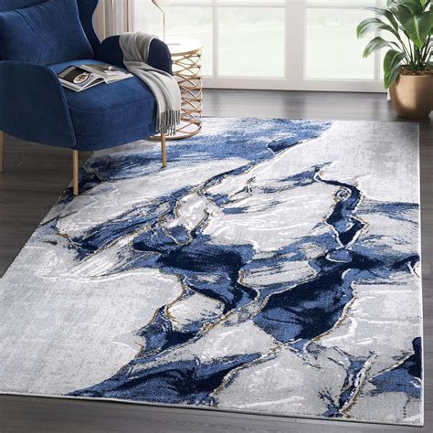 Amazon.com: Abani Regal Collection Area Rug - Abstract Grey Blue Design ...