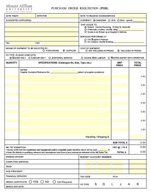 Fillable Online mta PURCHASE ORDER REQUISITION POR bb - mta Fax Email ...