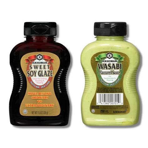 Kikkoman Japanese Sweet Soy Glaze Sauce and Spicy Wasabi Sauce for all ...
