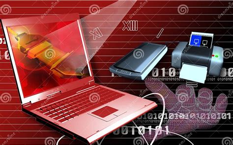 Laptop printer and scanner stock illustration. Illustration of compact ...