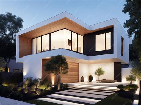 Premium Photo | Exterior design for a modern minimalist house