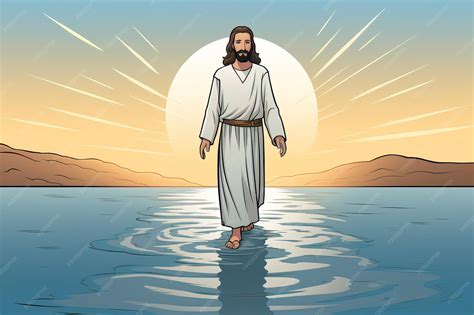 Premium Photo | Jesus is walking on water Drawing illustration for the ...