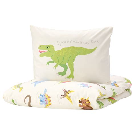 JÄTTELIK duvet cover and pillowcase, Dinosaurs/white, 150x200/50x80 cm ...