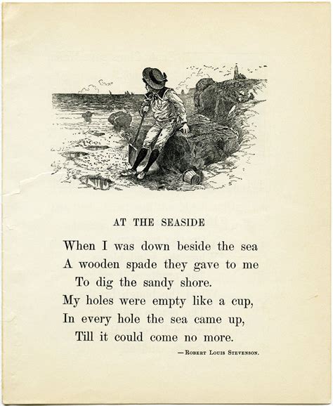 Framed Print u00 Vintage Poem u00 At The Seasideu00 By Robert Louis ...
