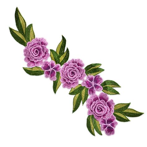 Amina Layered Embroidered Flower Patch Applique/Patch, Color: Purple ...