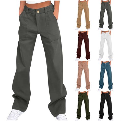 CFLVAEK Twill Cargo Pants for Women Casual High Waisted Hiking Pants ...