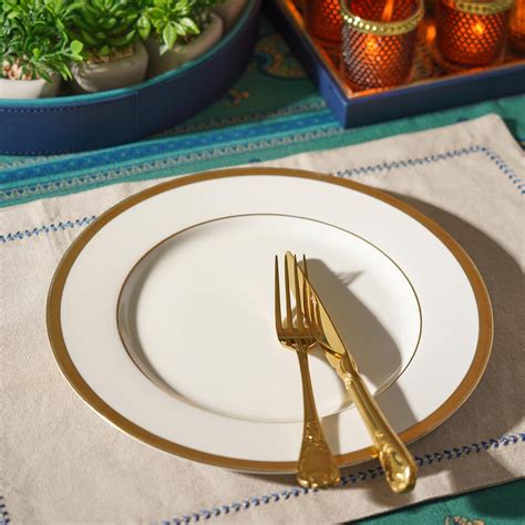 Buy PURE HOME + LIVING Set of 2 Ivory and Gold Rim Ceramic Dinner ...