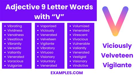 450+ 9 Letter words with V, Meaning, PDF