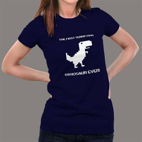 Google Chrome Offline Dinosaur T-Shirts For Women - TEEZ.in