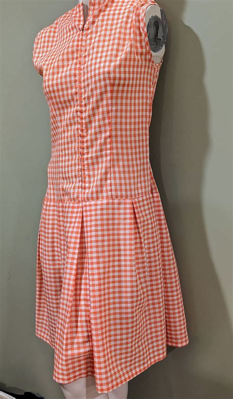 Vintage 60's Orange and White Dress, Summer Dress, MCM Dress, Mini ...