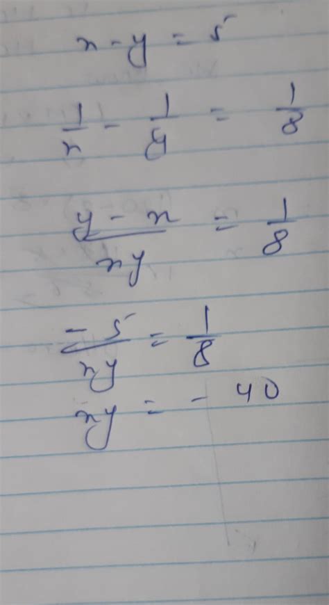 the difference of two numbers is 5 and difference of their reciprocal ...