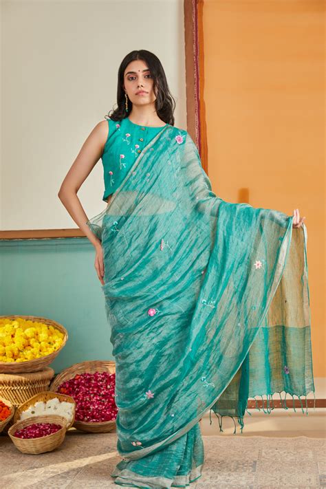 Ila Zari Linen Sari