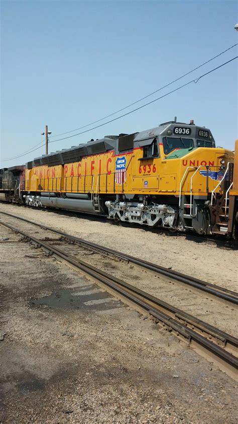 UP 6936 DD unit at Green River Wyoming Service track on an engine move ...