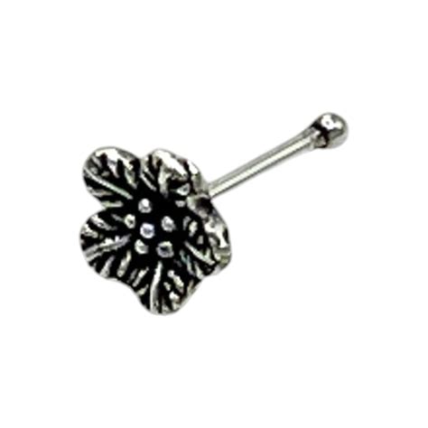 925 Sterling Oxidized Silver 5 Leaf Flower Nose Pin With Wire For Women ...