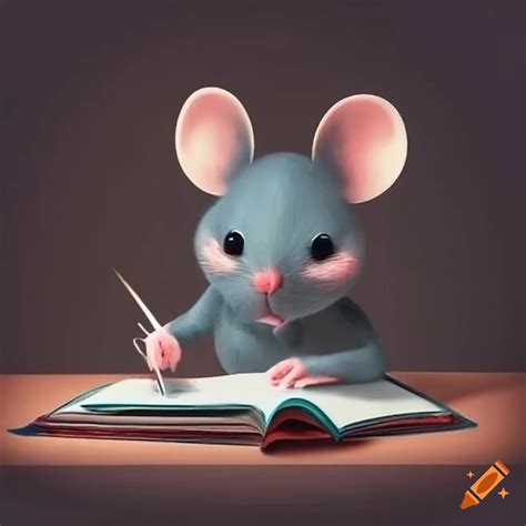 A mouse writing a book