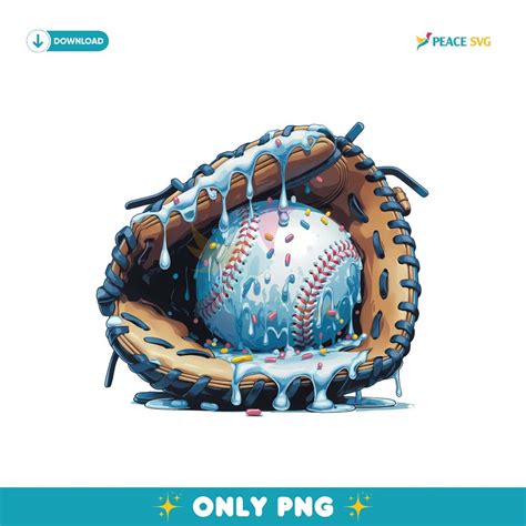 Baseball Ice Cream Drip Blue Softball Png Digital Download | Peace SVG