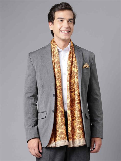 Mustard Paisley Stole & Pocket Square Set