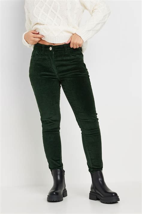 PixieGirl Petite Women's Khaki Green Cord Skinny Jeans | PixieGirl