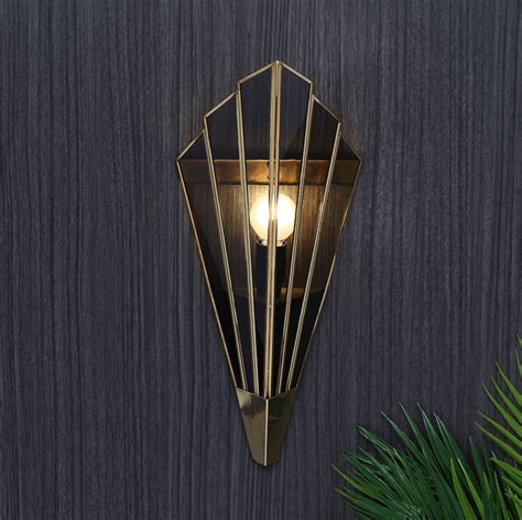 Triangular Abstract Luxe Wall Lamp with Black Glass