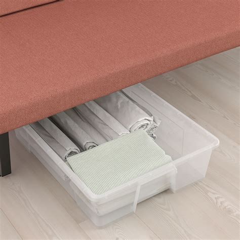 NYHAMN 3-seat sofa-bed, with foam mattress/Skartofta red/brown - IKEA