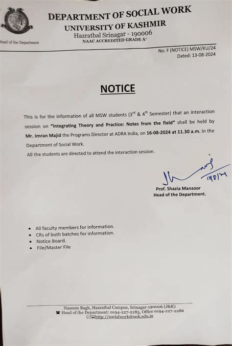 Social Work, University of Kashmir