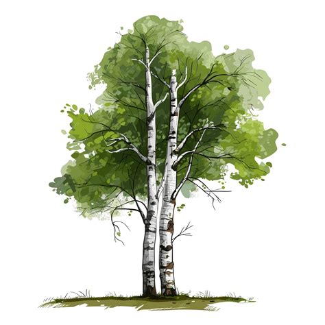 Premium Vector | Hand drawn flat color birch tree illustration
