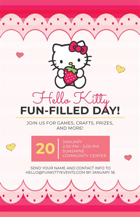 Free Hello Kitty Poster Templates, Editable and Printable