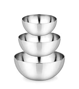 Buy UNIFOX Stainless Steel Mixing Bowl Set Of 3 Pieces - Solid, Durable ...