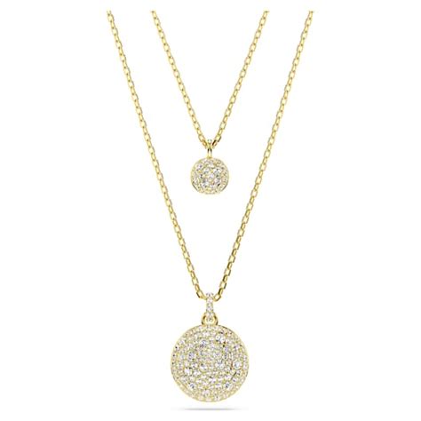 Sublima layered pendant, White, Gold-tone plated | Swarovski