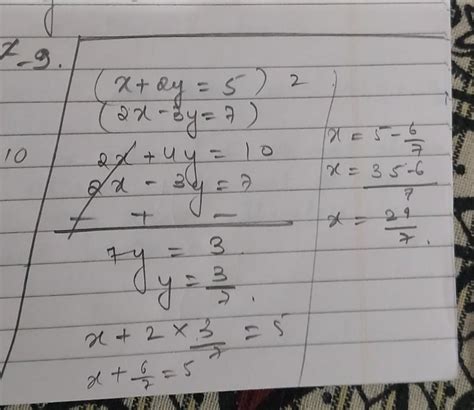 solve x+2y=5 , 2x-3y=7 - Brainly.in