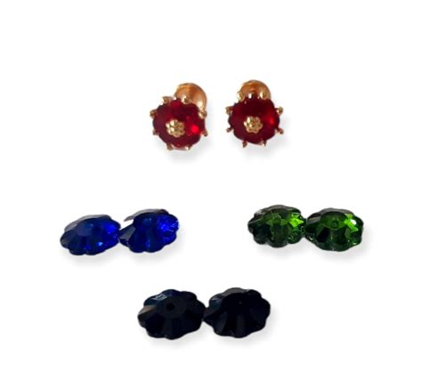 Womens Gold Plated Stone Changeable Daily Use Stud With 3 Pair Stones ...