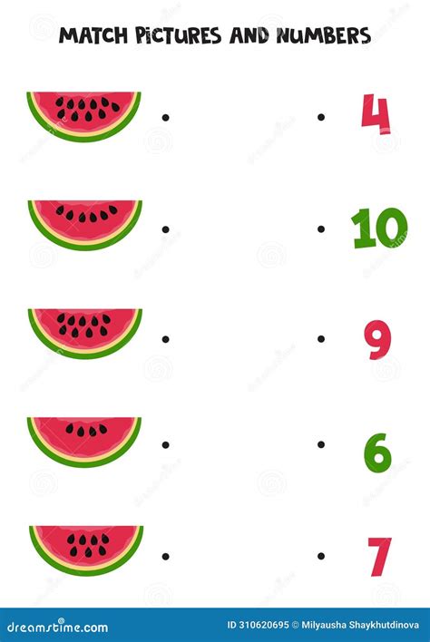 Match Watermelon Slices and Numbers. Logical and Math Puzzle for Kids ...