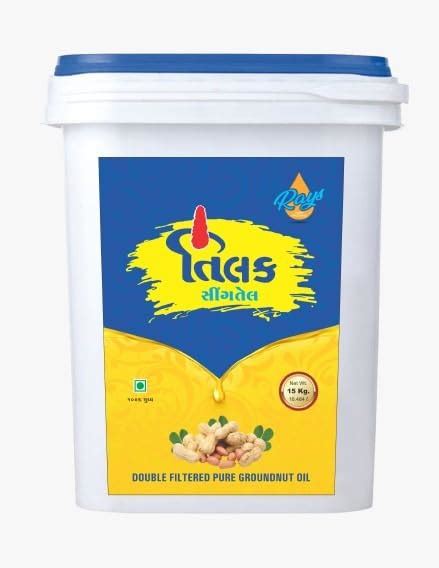 Tilak Double Filtered Pure & Unrefined Groundnut (Peanut) oil | 15 kg ...